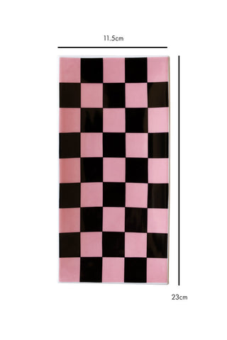 Dimension image of the Black & Pink Checkerboard Trinket Dish