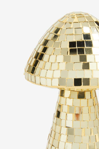 Close-up of the Small Disco Mushroom Ornament on a white background.