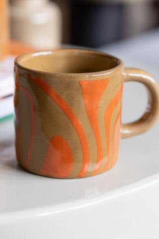 Image of the Small Orange Abstract Marble Mug