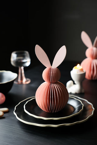 Lifestyle image of the Small Pink Easter Bunny Honeycomb Decoration
