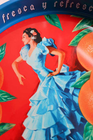Close-up image of the Flamenco & Oranges Serving Tray