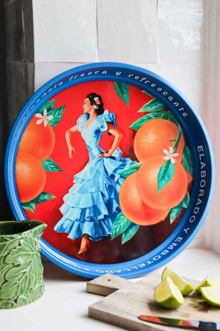 Lifestyle image of the Flamenco & Oranges Serving Tray