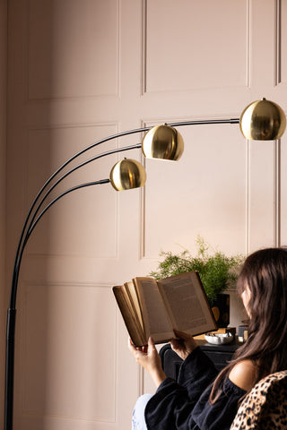Image of the Statement Black & Gold Retro Arch Floor Lamp