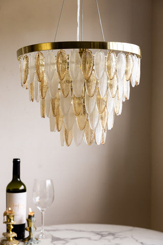 Image of the Stunning Art Deco Glass Feather Ceiling Light