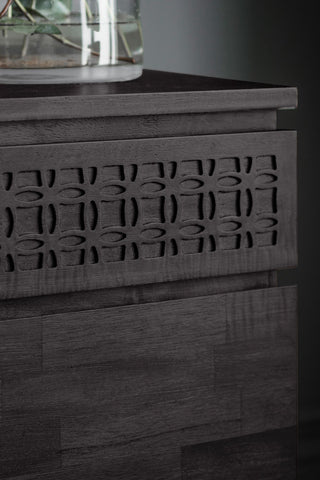 Close-up of the front of the Stylish Mango Wood Multi-Drawer Sideboard.