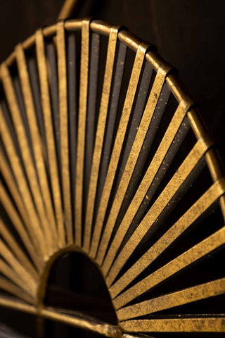 Close-up image of the Sunrise Decorative Wall Shelf in Antique Brass