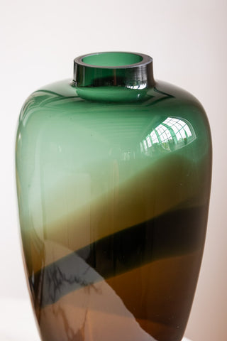 Image of the colour for the Tall Dark Green & Brown Glass Vase