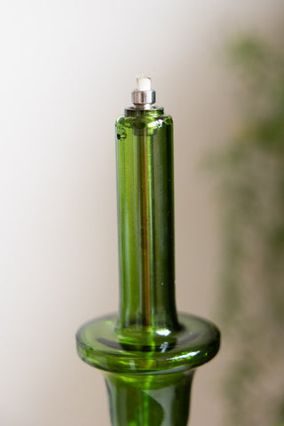 Image of the top of the Tall Green Glass Refillable Candle Holder