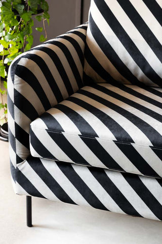 Close-up image of the The Edie 2 Seater Sofa in Studio Stripe Velvet