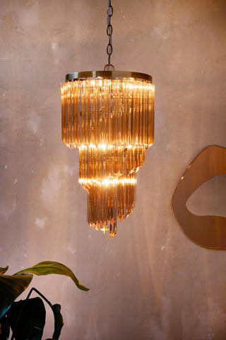 Lifestyle image of the Champagne Small Cabaret Chandelier