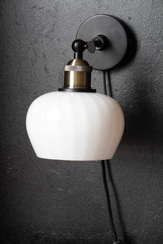 Close-up image of the Beautiful Glass Plug In Wall Light