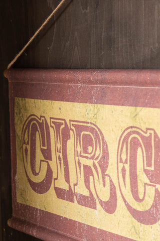 Detail shot of the text on the Vintage-Style Circus Wall Art.