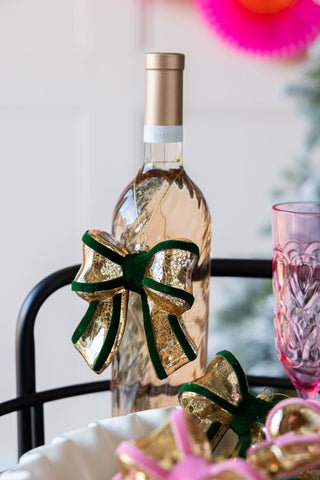 Image of the Vintage-Style Green Bow Glass Christmas Tree Decoration