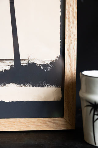 Styled detail image of Artistic Palm Silhouettes 50cm x 50cm Art Print in a natural frame