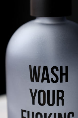 Detail image of the Wash Your Fucking Hands Soap Dispenser