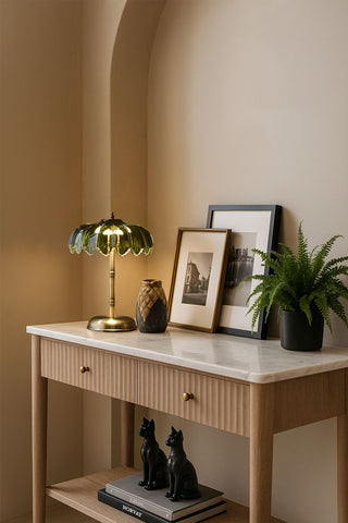 Image of the White Marble 2-Drawer Console Table