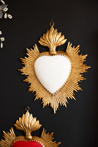 Lifestyle image of the White Milagro Heart Wall Hanging Decoration