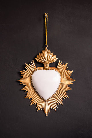 Lifestyle image of the White Milagro Heart Wall Hanging Decoration