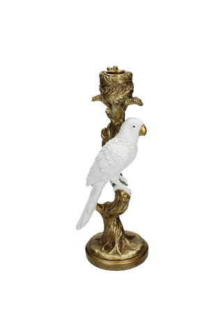 Image of the White Parrot Candlestick Holder on a white background