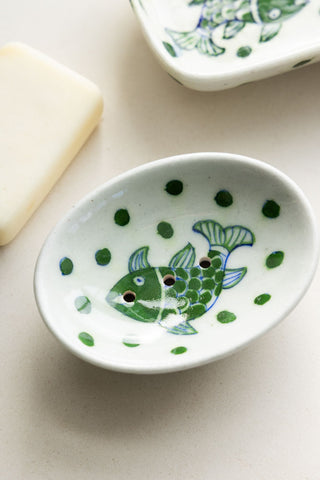 Image of the design on the White & Green Fish Soap Dish