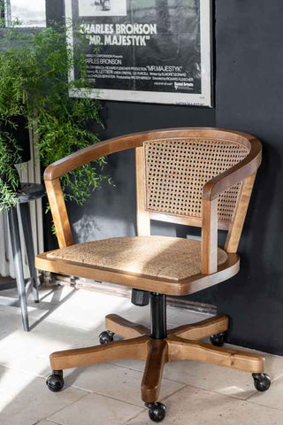 Image of the Wicker Swivel Desk Chair