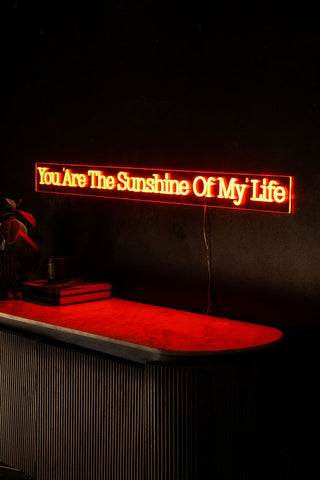 Lifestyle image of the You Are The Sunshine To My Life Neon Wall Light