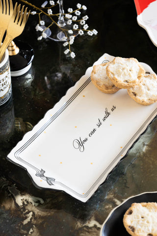 Lifestyle image of the You Can Sit With Us Detailed Ceramic Serving Plate