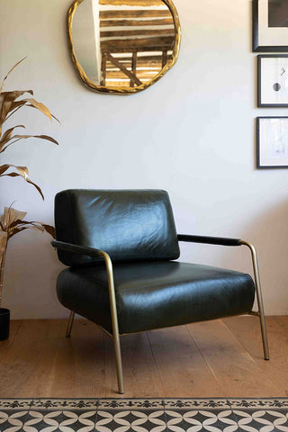 Image of the Dark Green Leather Club Chair