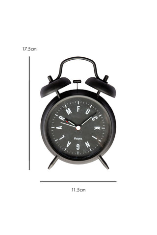Image showing cutout of fucking alarm retro alarm clock on a white background with dimensions. 