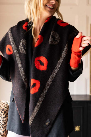 Image of the Red Printed Lips Scarf