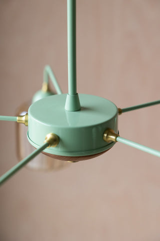 Image of the finish on the Mint Green Metal & Ribbed Glass Ceiling Light
