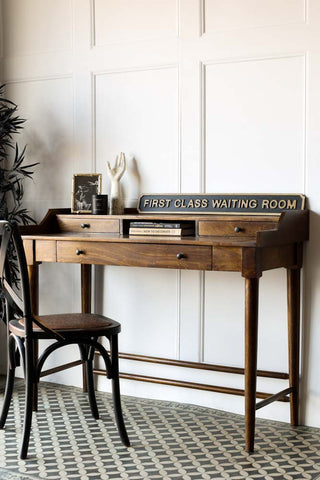 Lifestyle image of the Beauvoir Wooden Desk With 3 Drawers