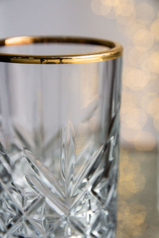 Image of the gold rim on the Vintage Cut Glass Hi Ball
