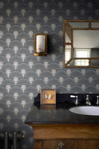 Detail image of the Divine Savages Deco Martini Smokey Gold Wallpaper