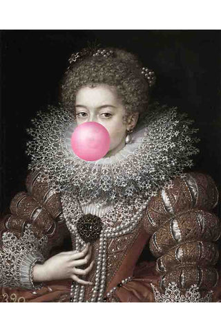 Pink Bubblegum Queen Portrait Canvas Detail of the canvas art