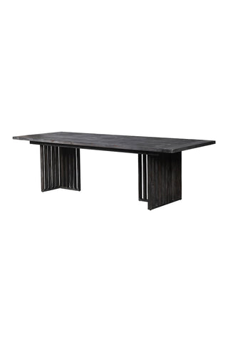 Image of the Black Wood Dining Table With Slatted Legs on a white background