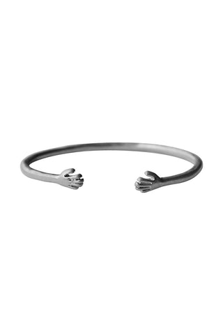 Image of the Adjustable Silver Hugs Bangle on a white background