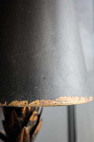 Close-up image of the Aged Effect Black & Old Gold Torch Wall Light