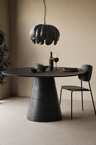 Image of the Textured Black Round Dining Table