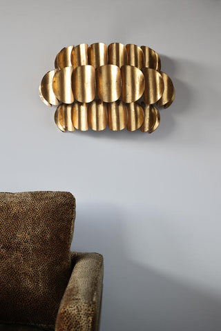 Image of the Antique Brass Curve Disc Wall Light