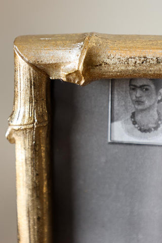 Close-up image of the Antique Gold Bamboo Photo Frame 4x6"