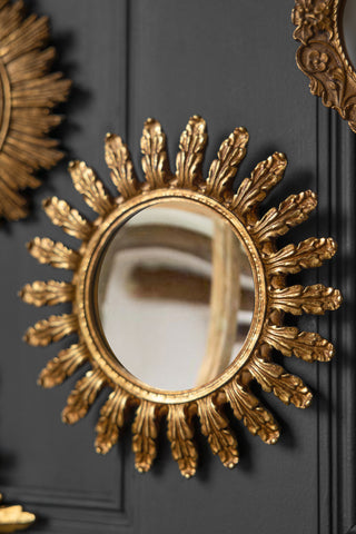 Lifestyle image of the Antique Gold Decorative Frame Convex Mirror