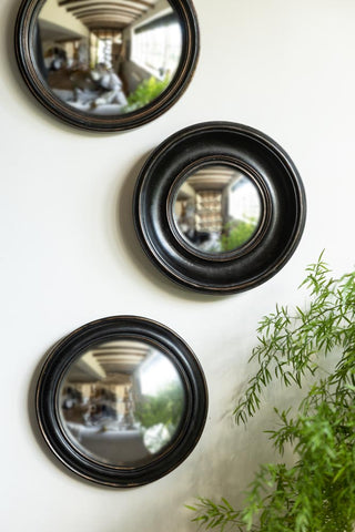Image of the colour for the Antique Black Round Framed Medium Convex Mirror