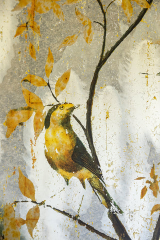 Close-up image of the Beautiful Bird Wall Art Mirrored wall art.