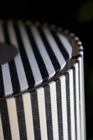 Close-up image of the Black & White Stripe Table Lamp
