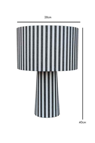 Dimension image of the Black & White Stripe Table Lamp