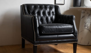 Landscape image of the Black Buttoned Back Leather Armchair