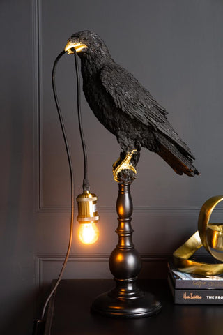 Image of the Black Crow Table Lamp switched on