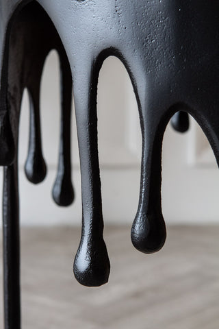 Close-up image of the texture on the Matt Black Drip Side Table