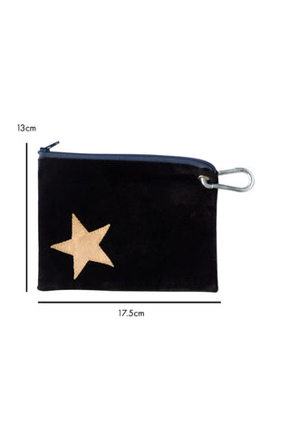 Dimension image of the Black With Faux Tan Suede Treat Pouch